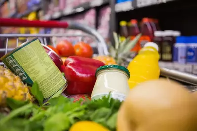 groceries in a cart