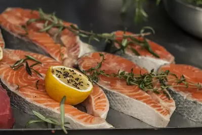 Roasted trout steaks.