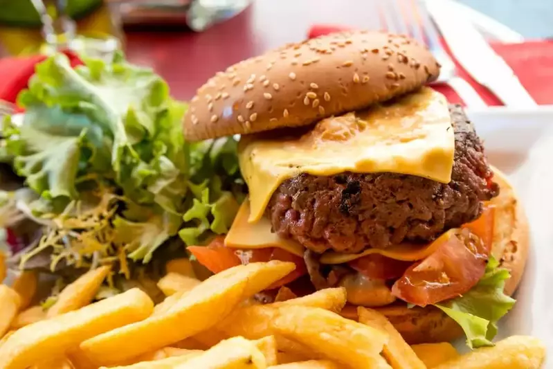 Hamburger and fries at LandShark Bar and Grill Gatlinburg TN