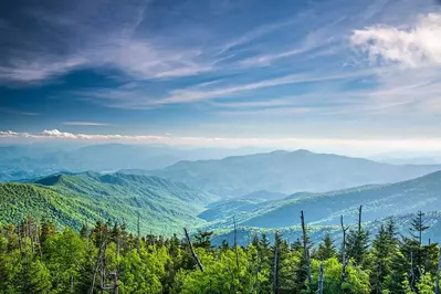 gatlinburg cabin view mountains in spring