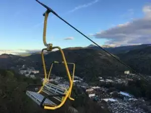 yellow chair on the gatlinburg skylift