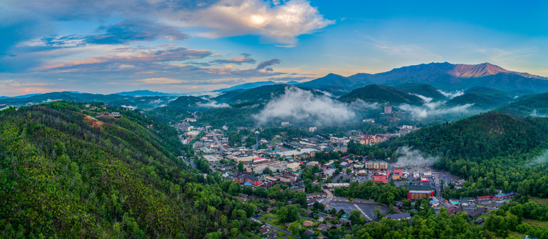 View of Gatlinburg and Smoky Mountains